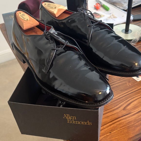 Allen Edmonds Spencer Glossy Black patent Oxfords Tux shoes 11.5 B